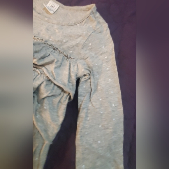 GAP Kids Light Gray Polka Dot Ruffle Shirt - Picture 2 of 3